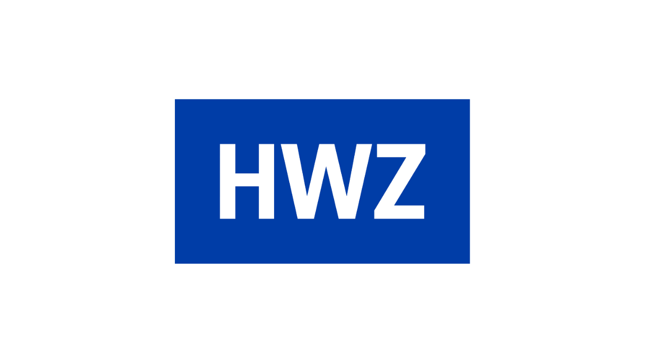 Blue rectangle with 'HWZ' text on a white background