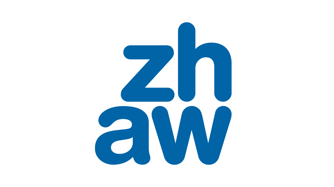 Blue 'zhaw' logo on a white background